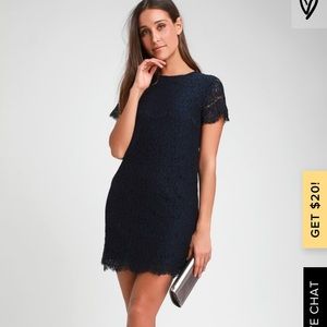 Take me to brunch navy blue lace shift dress